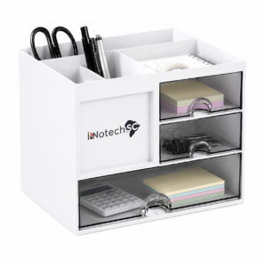 Innotech SC Desk Organizer with 3 Drawers, 8 Compartments – Multi-Functional Pencil & Pen Holder for Desk, Office, Home, and Art Supplies