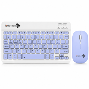 Innotech SC Rechargeable Bluetooth Keyboard and Mouse Combo Ultra-Slim Portable Compact Wireless Mouse Keyboard Set for Android Windows Tablet Cell Phone iPhone iPad OS/iOS 13 and Above- Purple