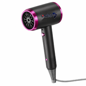 INNOTECH SC Ion Hair Dryer with Blue Light Moisturizing Technology, 3 Speed & Hot/Warm/Cold Settings, 360° Rotating Nozzle, Fast Dry Low Noise Hair Dryer,Dark Gray with Purple Accent