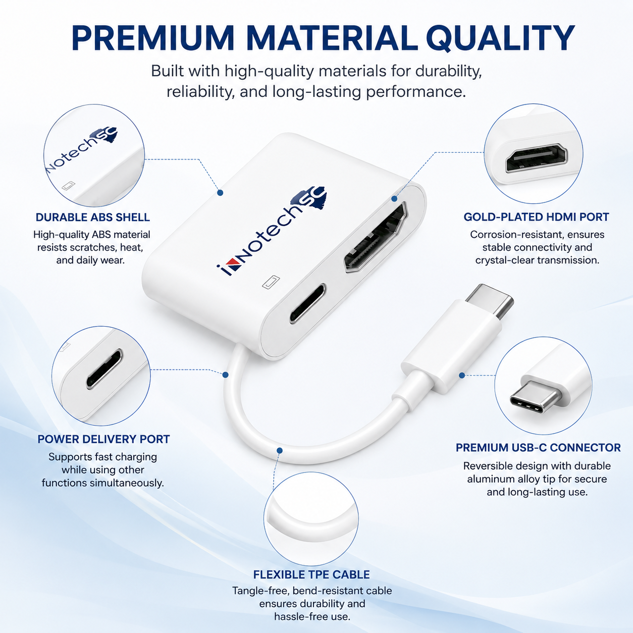 USB C to HDTV Digital AV Adapter( Apple MFI Certified) 1080P HD Video HTV Sync Screen Connector Cable with Charging Port Compatible with iPhone 15 series/Android on HDTV/Projector/Monitor - Image 2