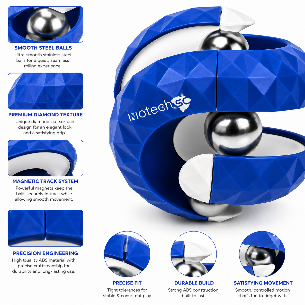 Innotech Orbit Ball Toy, Fidget Cubes Top Spinning Toy, as Stress Relief Gifts & Creative Decompression Toys, Puzzle Games for Kids Children Adults - Image 4
