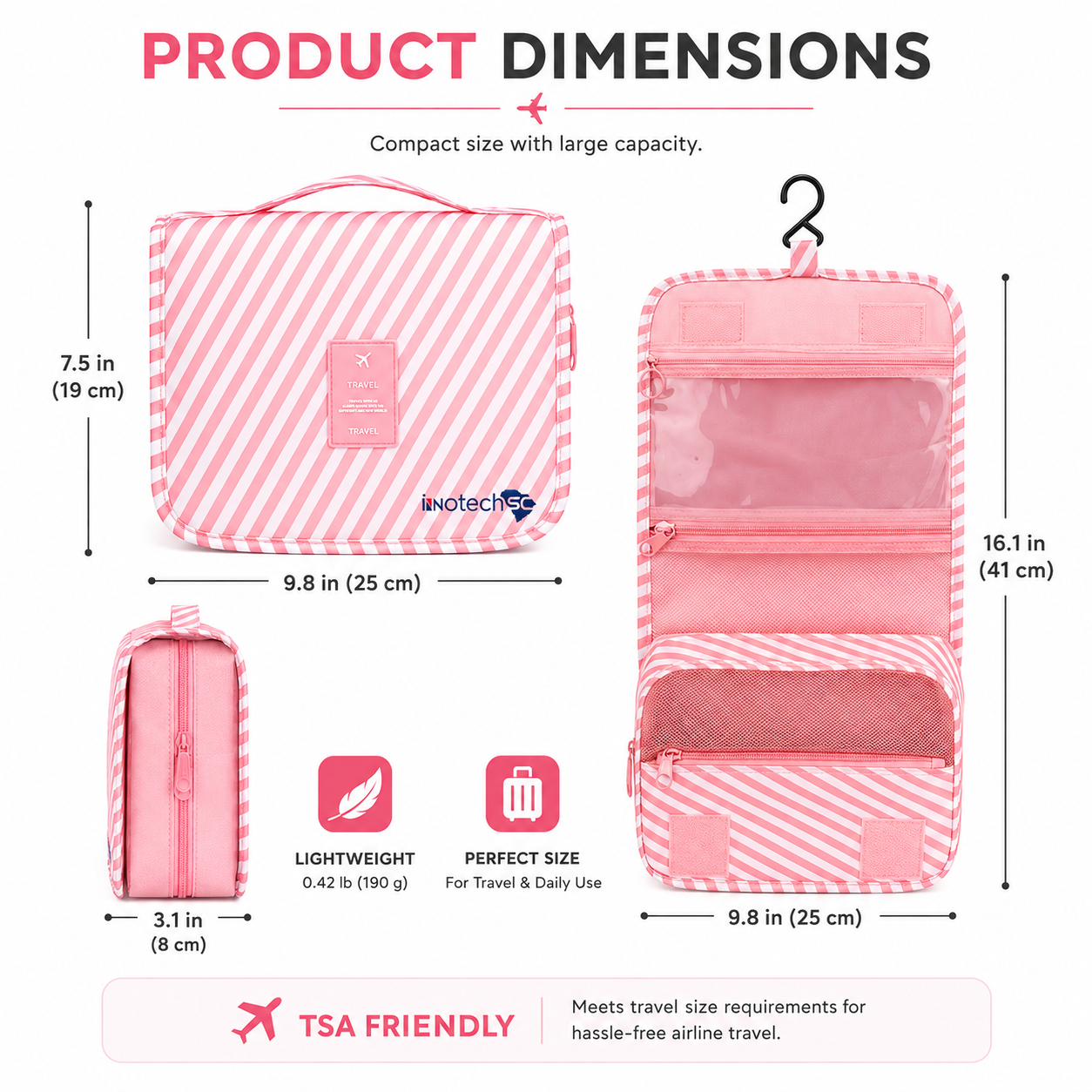Weavehouse Travel Toiletry Bags with Hook, Hanging Toiletries Bag for Women Makeup Travel Bag, Small Cosmetic Travel Bag Organizer - Image 6