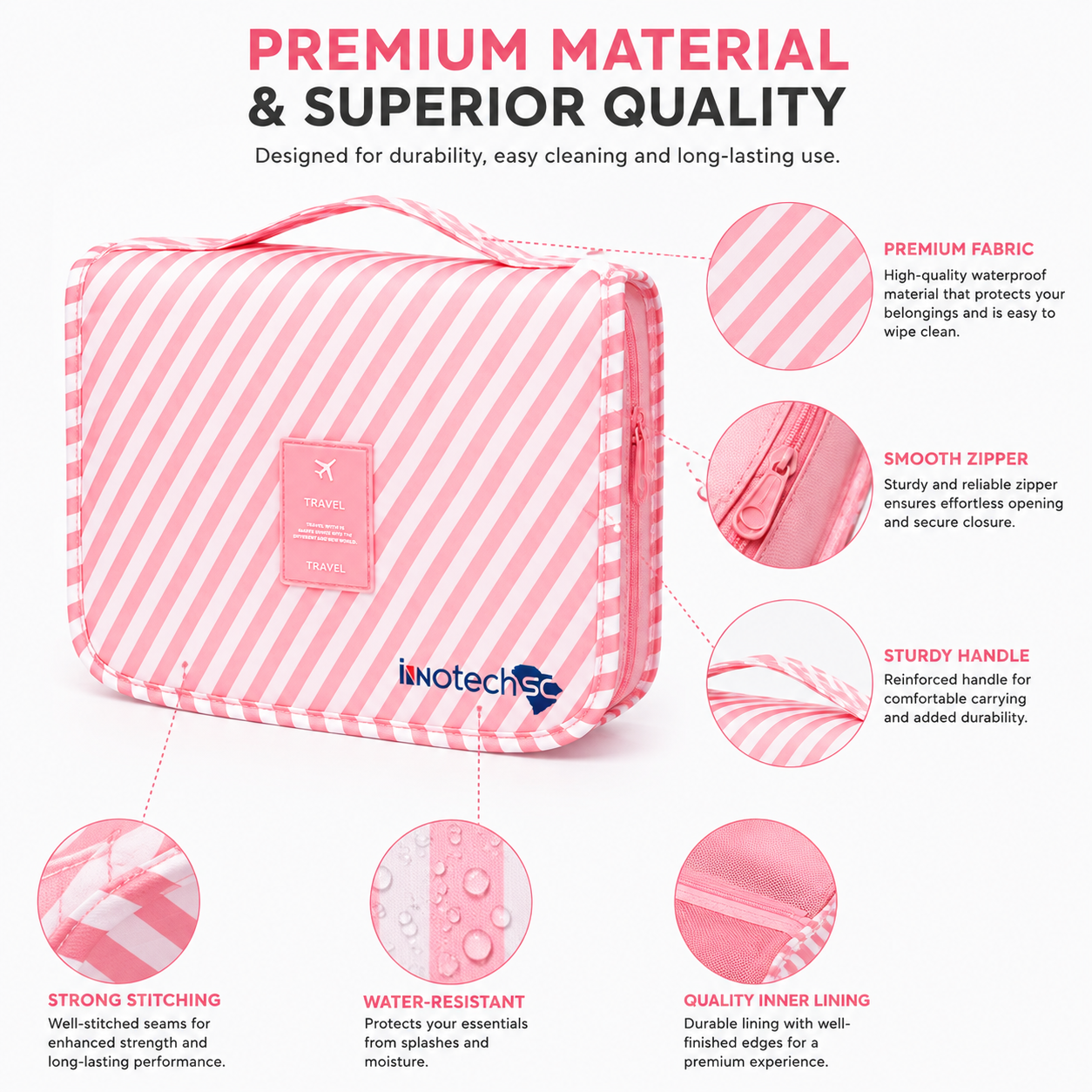 Weavehouse Travel Toiletry Bags with Hook, Hanging Toiletries Bag for Women Makeup Travel Bag, Small Cosmetic Travel Bag Organizer - Image 7
