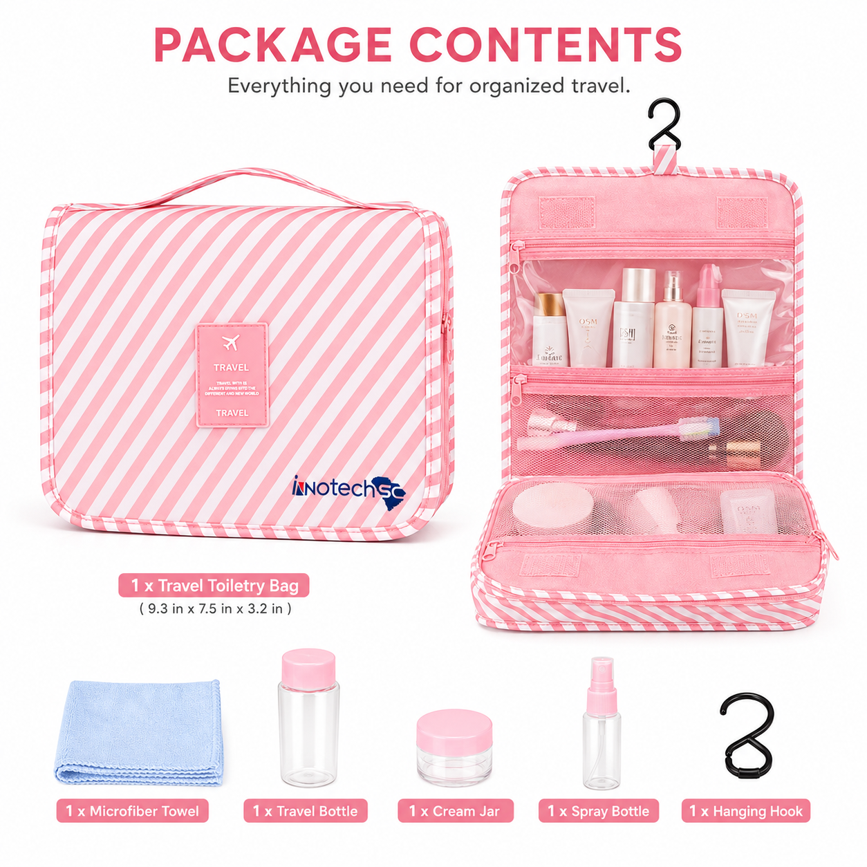Weavehouse Travel Toiletry Bags with Hook, Hanging Toiletries Bag for Women Makeup Travel Bag, Small Cosmetic Travel Bag Organizer - Image 9