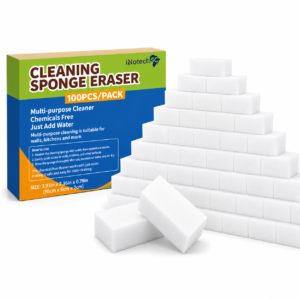 InnotechSC Cleaning Sponge Eraser 100 PCS/Pack – Multi-Purpose Melamine Cleaning Pads, Chemical Free Magic Cleaning Blocks, Just Add Water for Kitchen, Bathroom, Walls & More