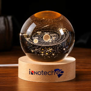 InnotechSC 3D Solar System Crystal Ball 60mm Universe Gifts with Laser Engraved Model Astronomy Decor and Gift for Kids, Physics Enthusiasts, and Space Model Collectors.