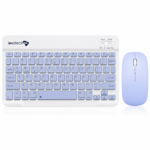 Innotech SC Rechargeable Bluetooth Keyboard and Mouse Combo Ultra-Slim Portable Compact Wireless Mouse Keyboard Set for Android Windows Tablet Cell Phone iPhone iPad OS/iOS 13 and Above- Purple