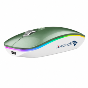 Innotech SC Wireless Bluetooth Mouse – Rechargeable Slim Silent Mouse with LED Lights, Dual Mode (BT5.2 & 2.4G USB Receiver) Portable for Laptop, iPad, Tablet, Mac & Computers – Dark Green